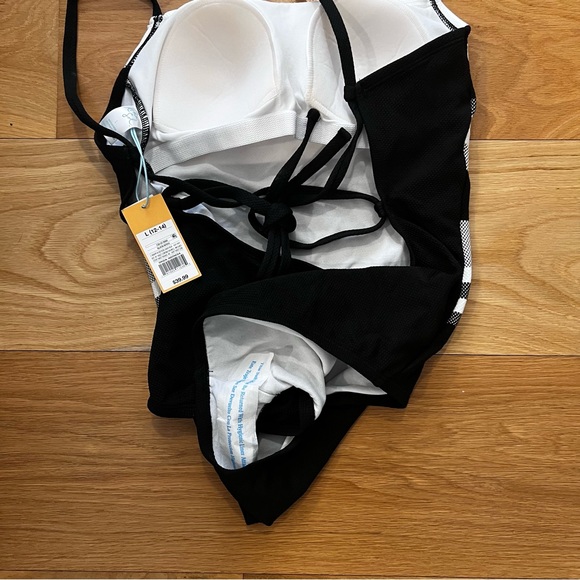 NWT Black and White Striped One piece Swimsuit - Picture 2 of 5